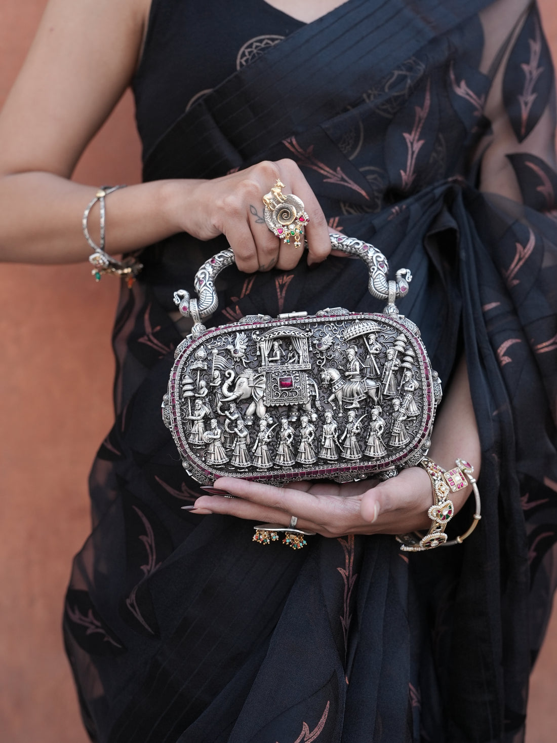 Silver Narayan Temple Purse