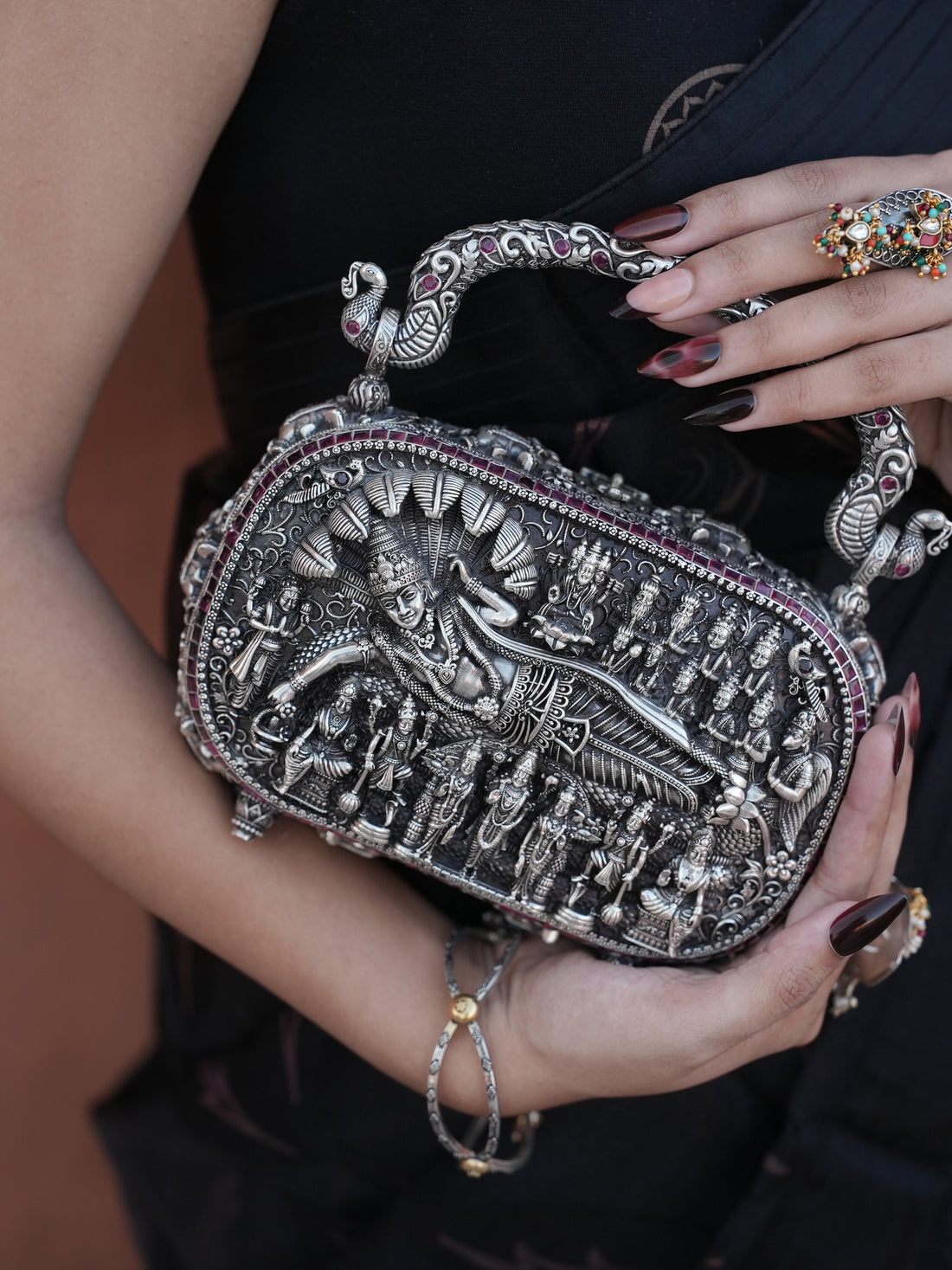 Silver Narayan Temple Purse