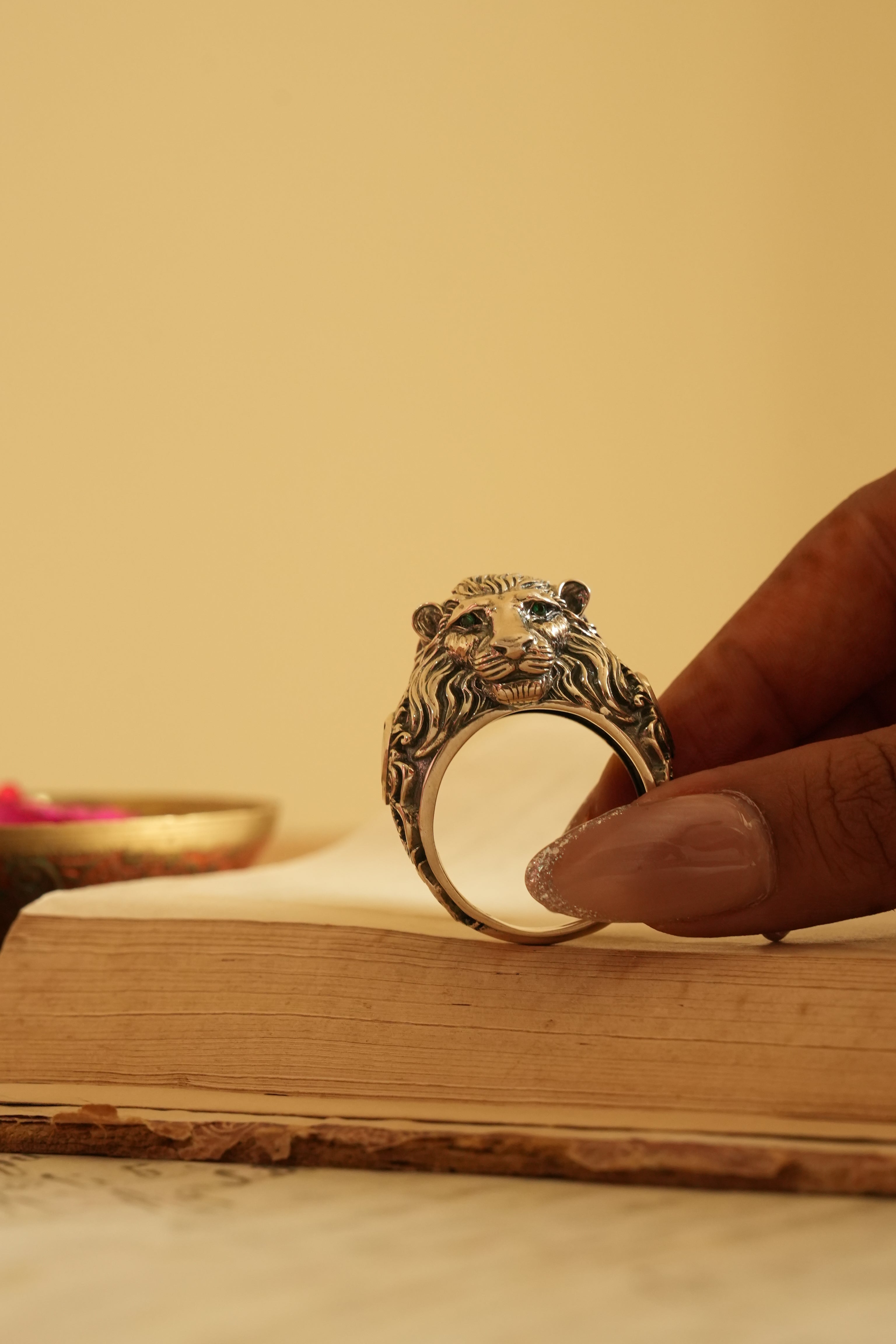 Majestic Lion Oxidised Silver Ring