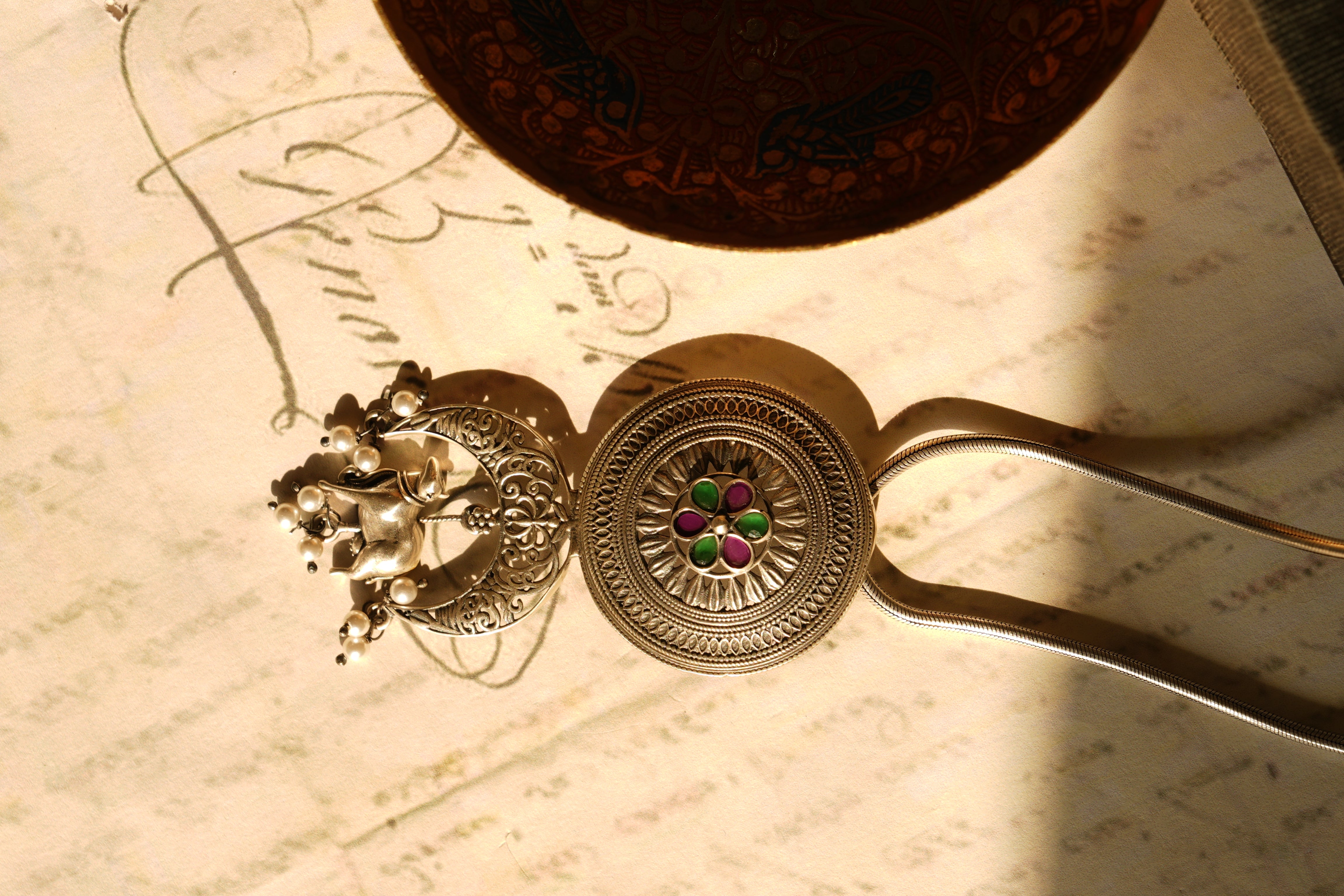 Oxidised Silver Pendant with Traditional Detailing