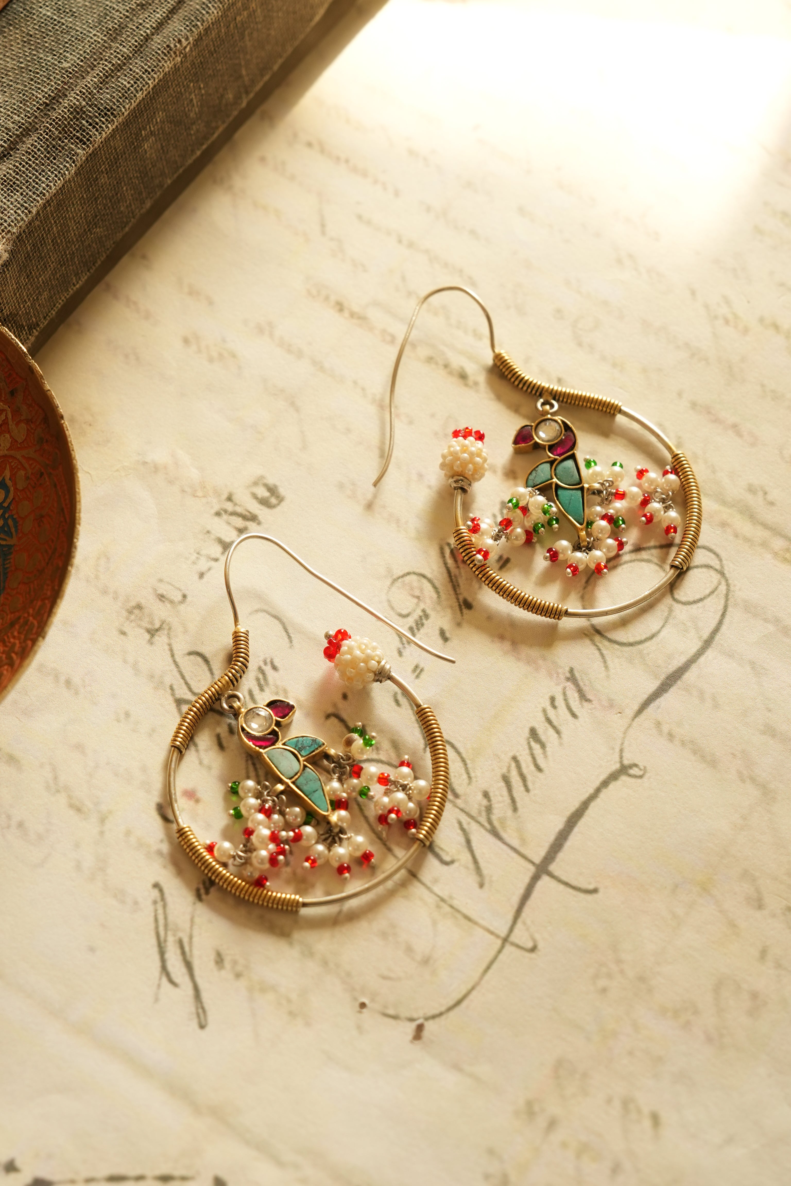 Temple-Inspired Oxidised Silver Earrings