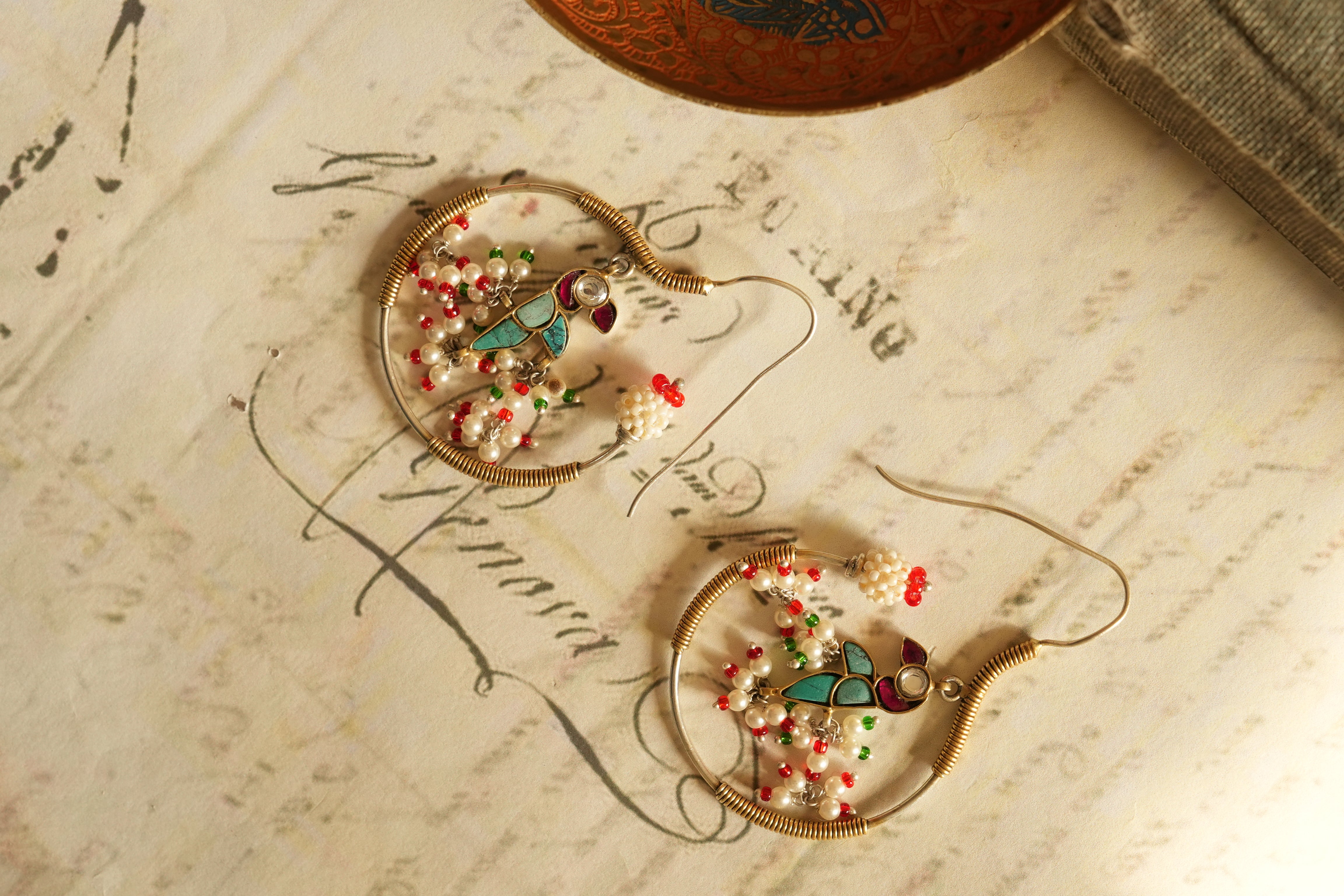 Temple-Inspired Oxidised Silver Earrings