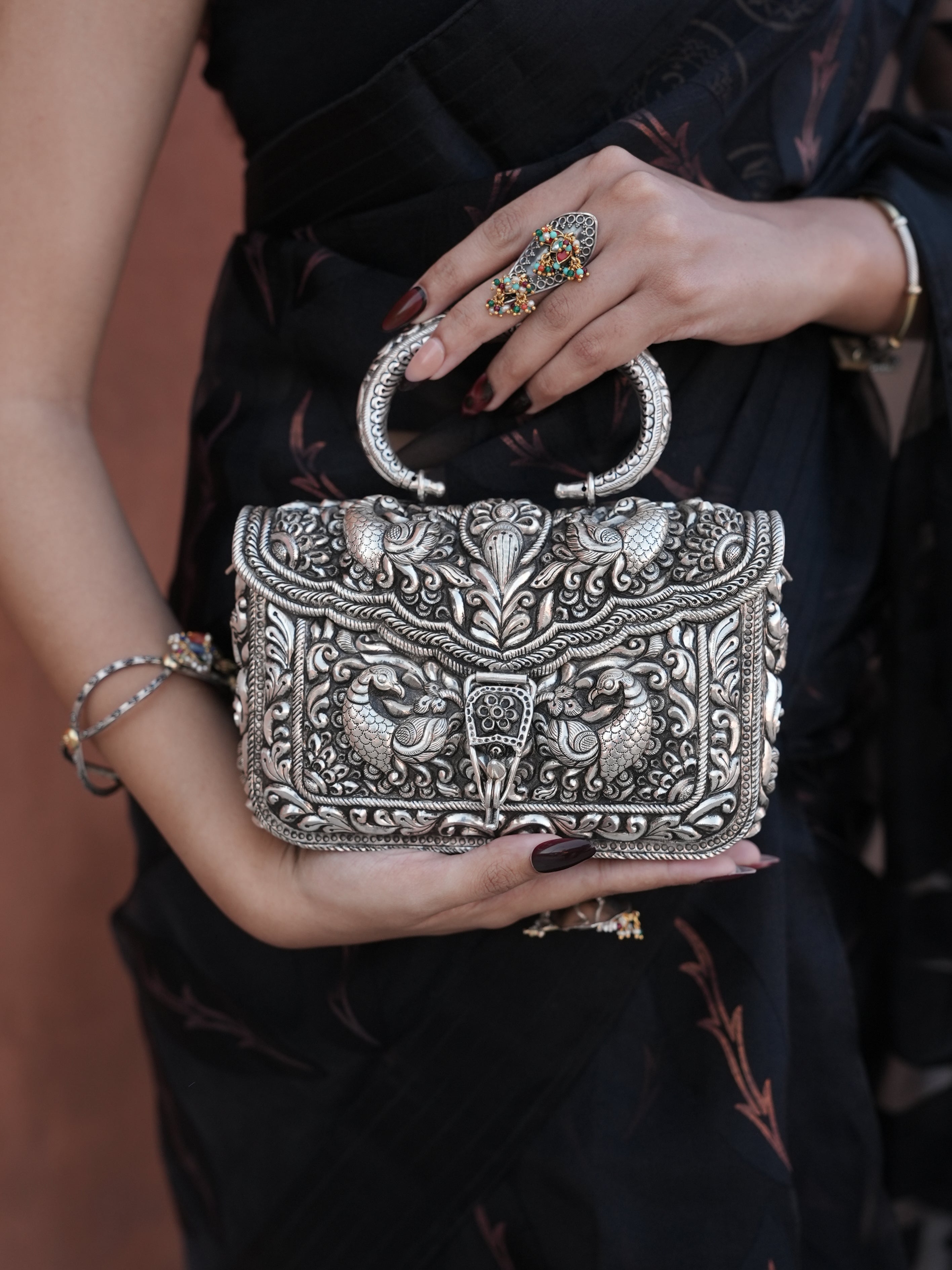 Silver Oxidised Heritage Purse