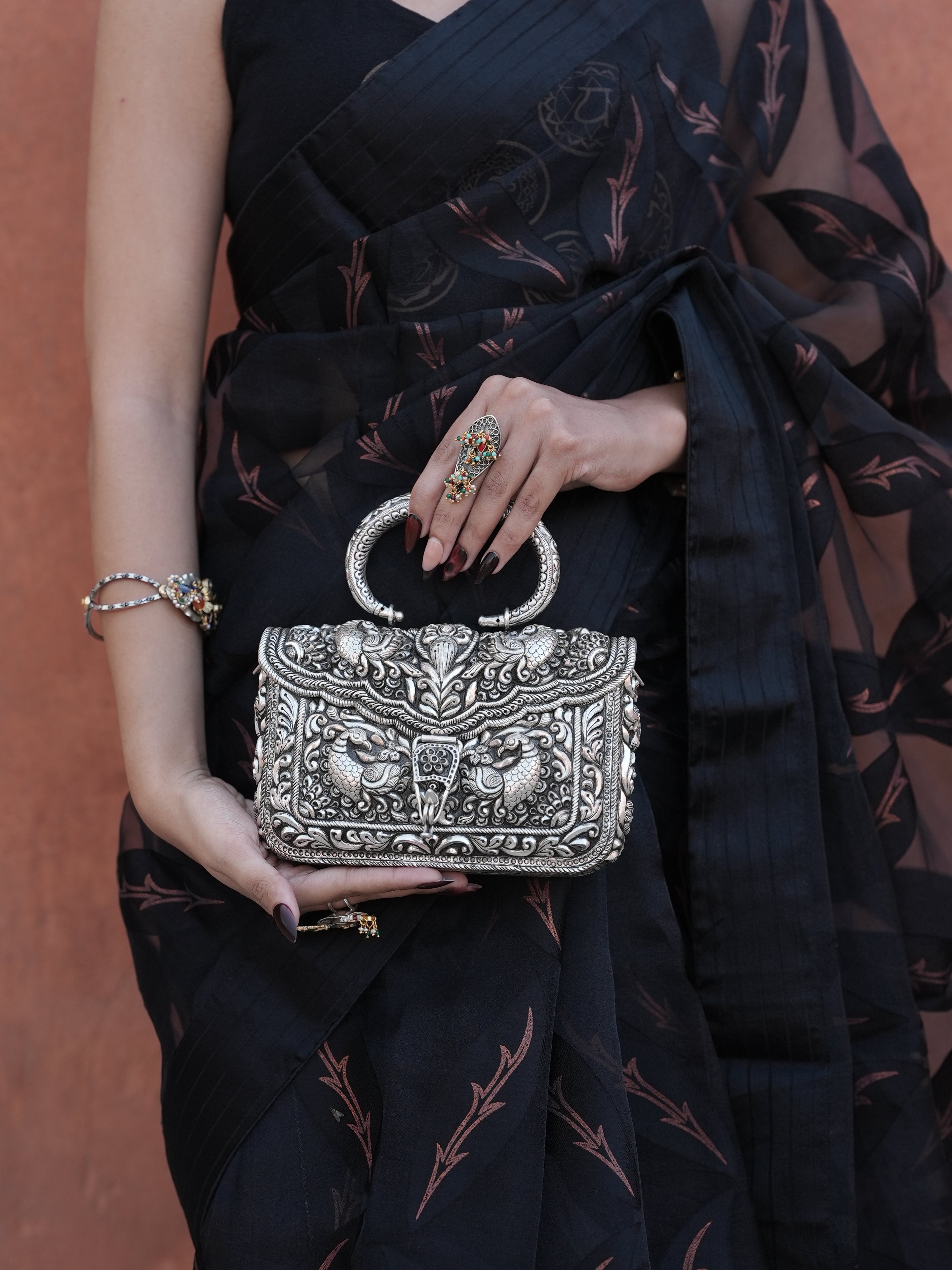 Silver Oxidised Heritage Purse