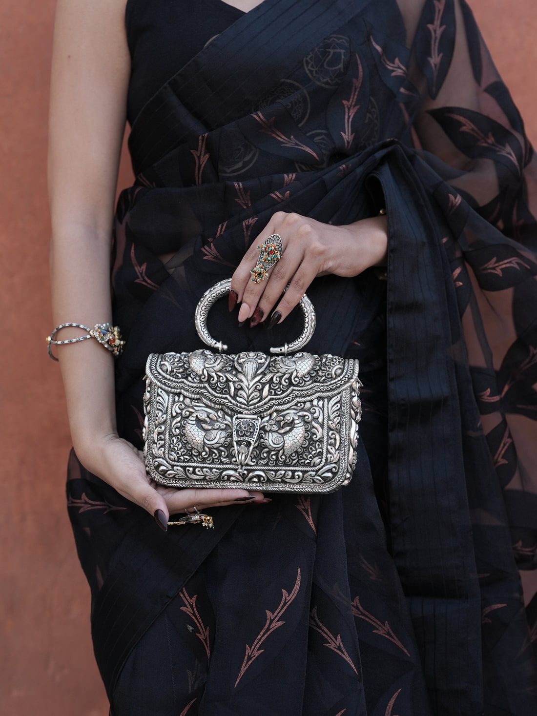 Silver Oxidised Heritage Purse