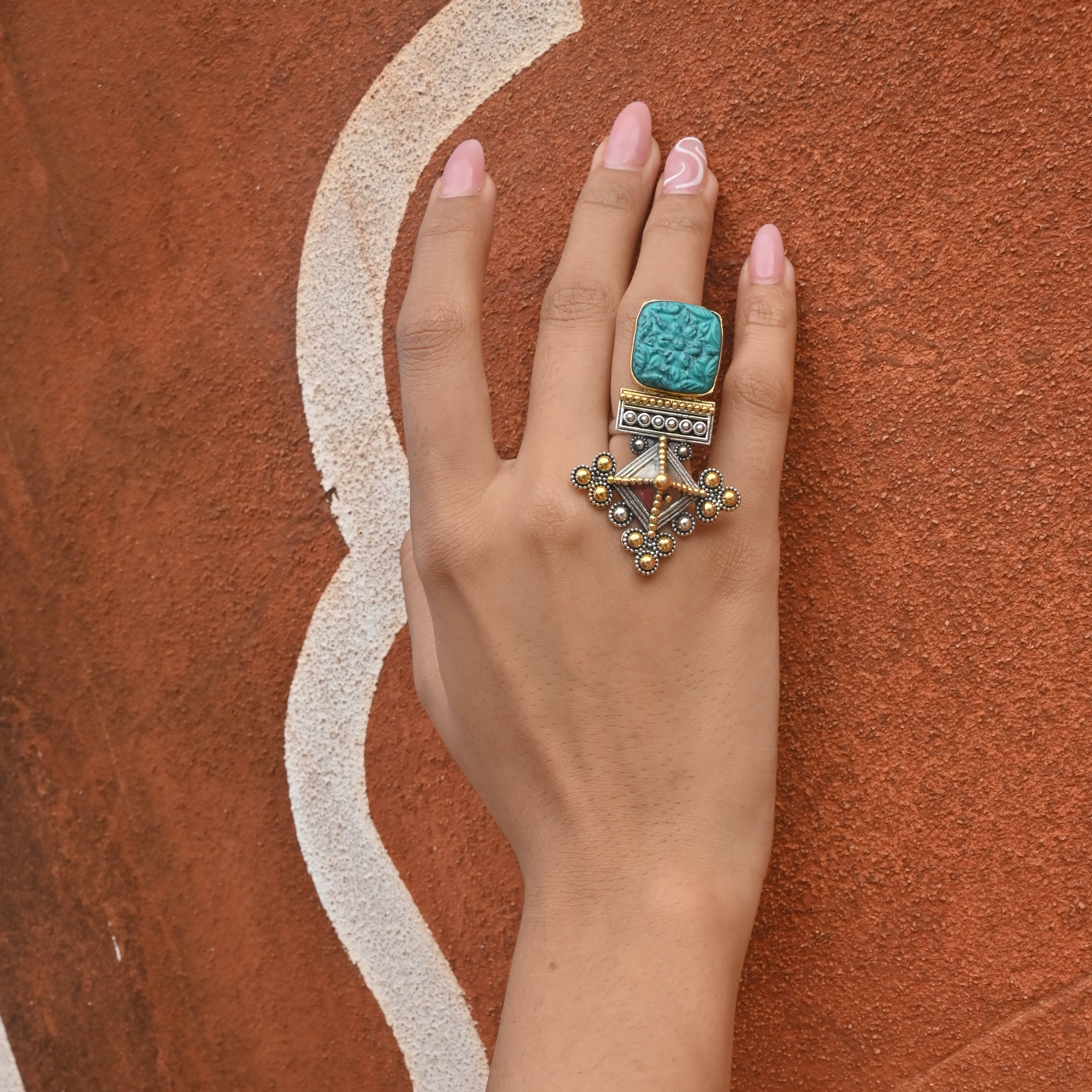 Silver Turquoise Blue Ring