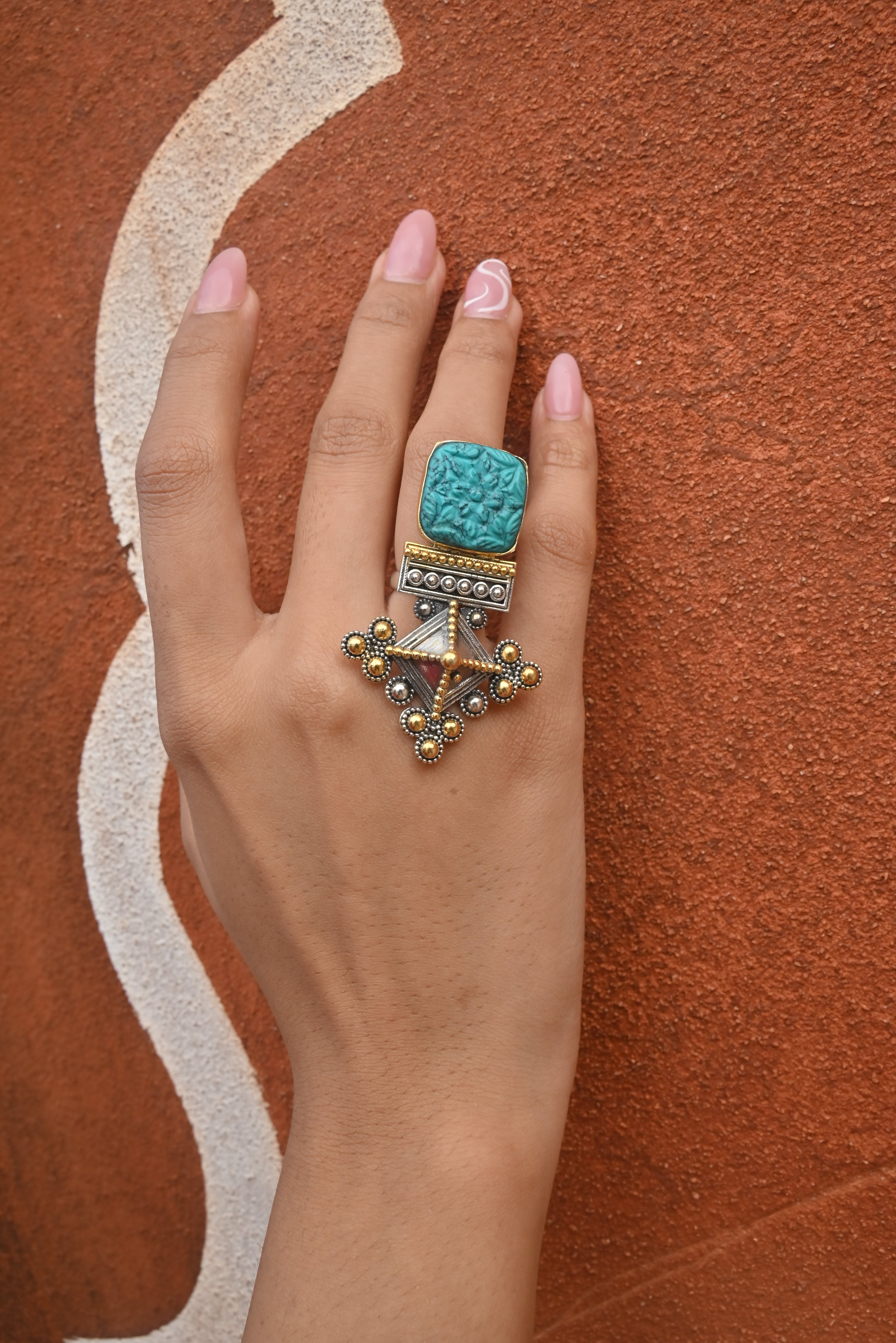 Silver Turquoise Blue Ring