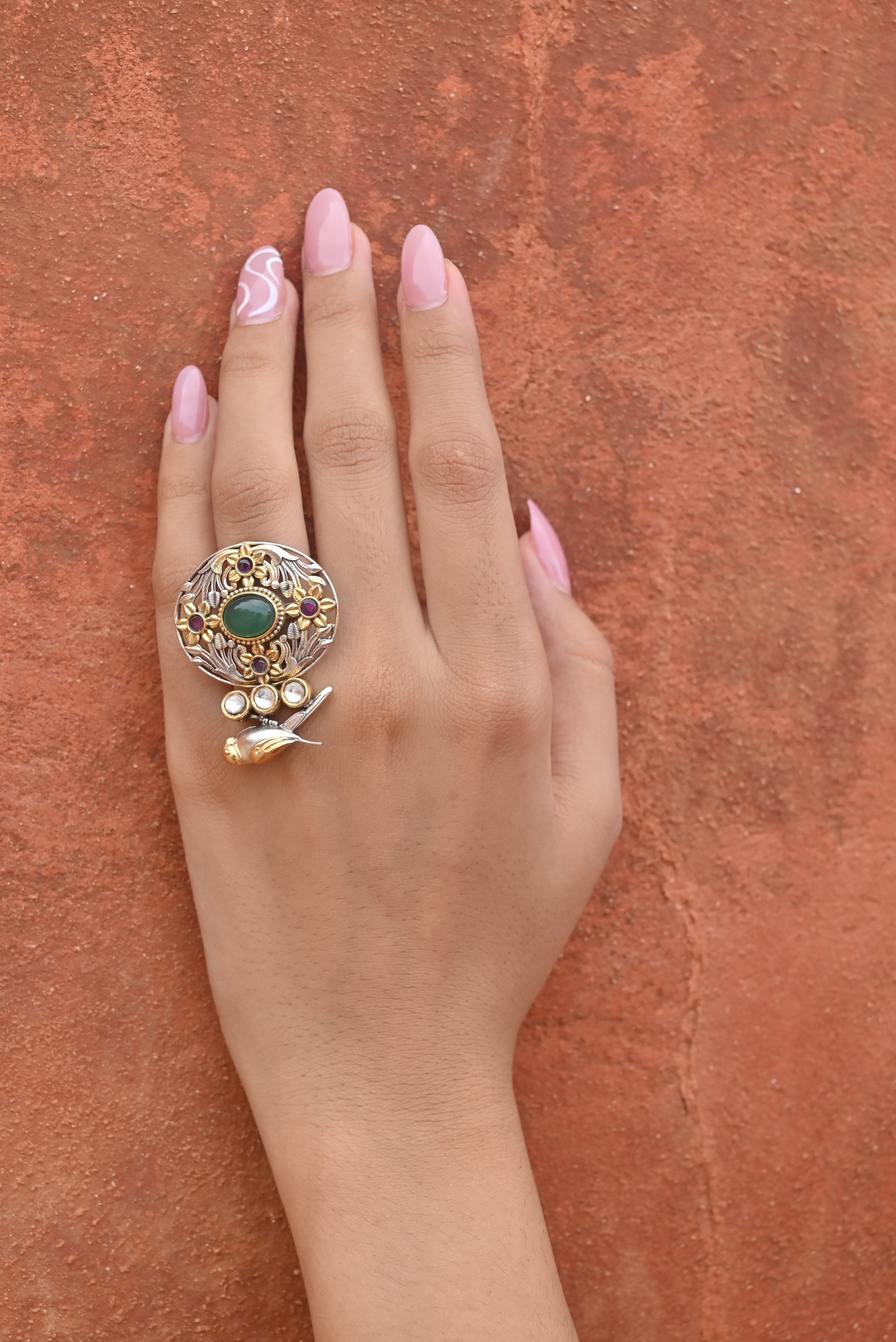 Silver Fusion Green Ring