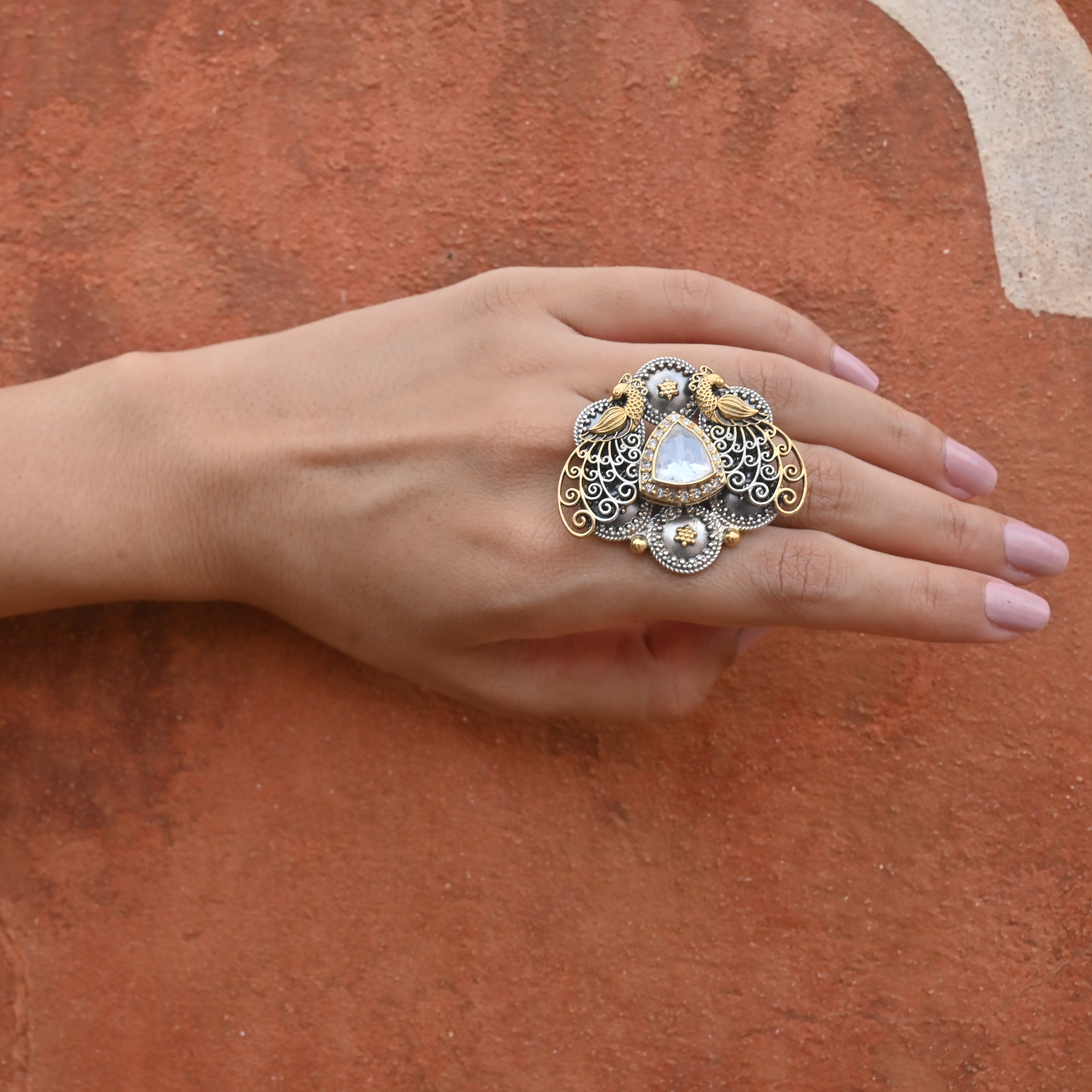 Silver Dual Tone Birdy Ring