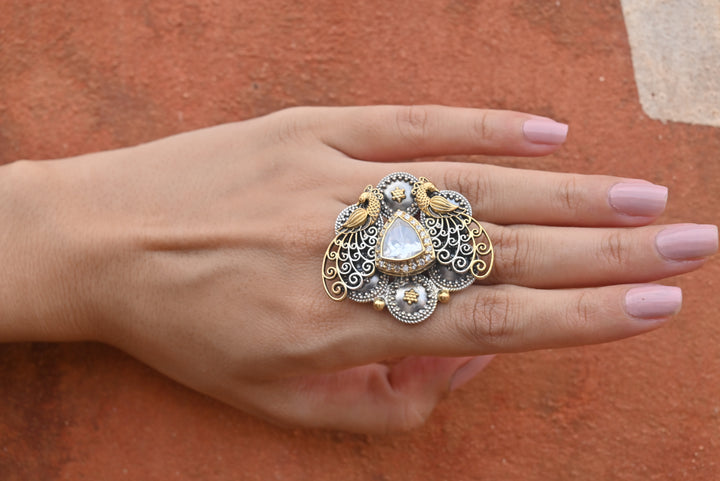 Silver Dual Tone Birdy Ring