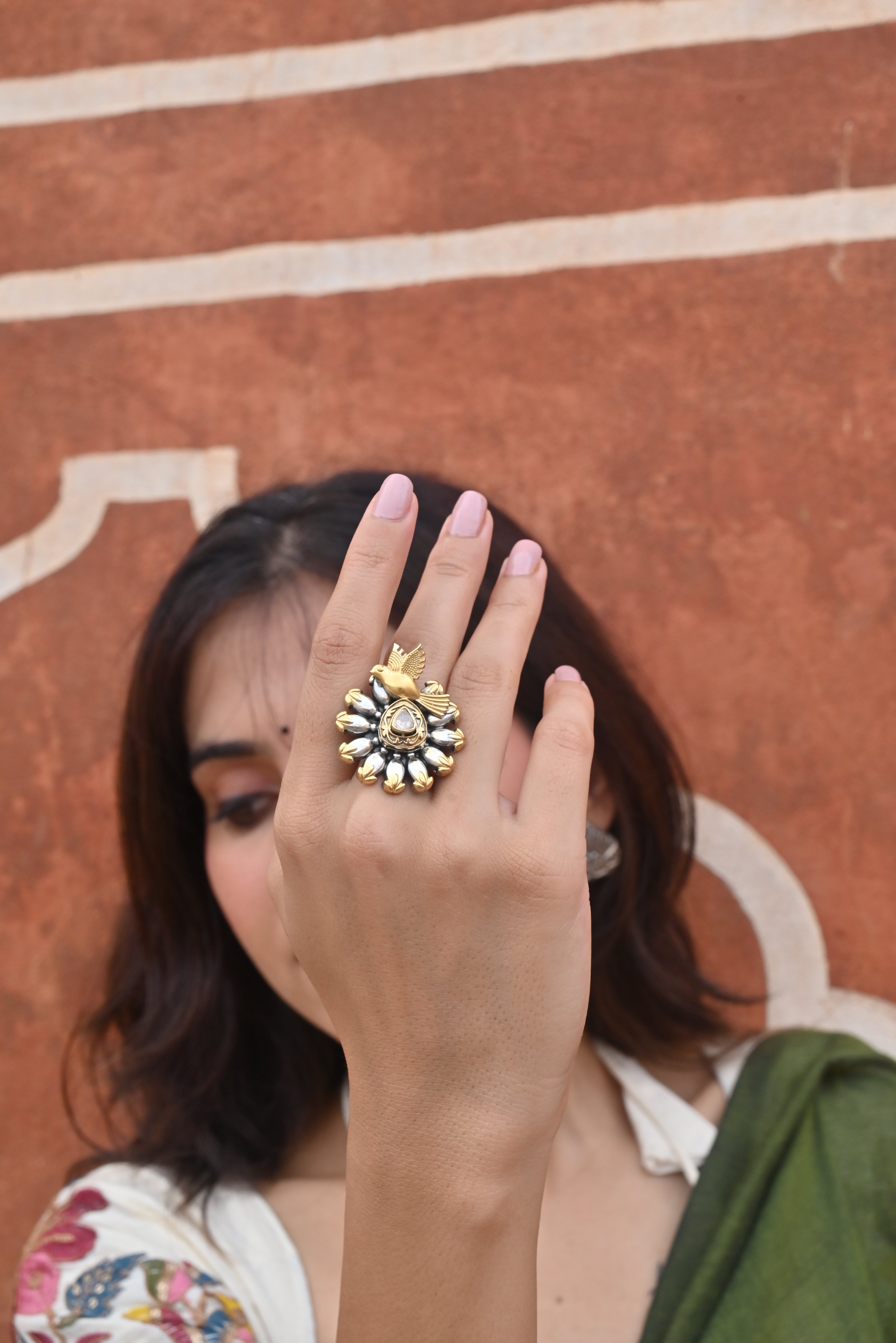 Silver Dual Tone Birdy Ring