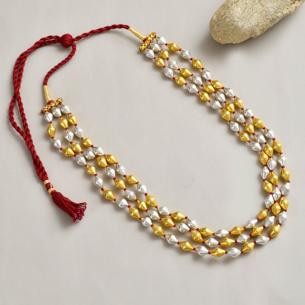 DualToneTripleLayerdholkiNecklace