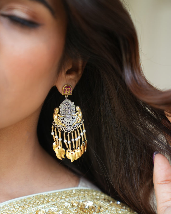 Dual Tone long earrings Danglers
