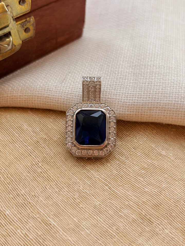 Silver Minimalist Gigantic Blue Pendant (Without Chain)