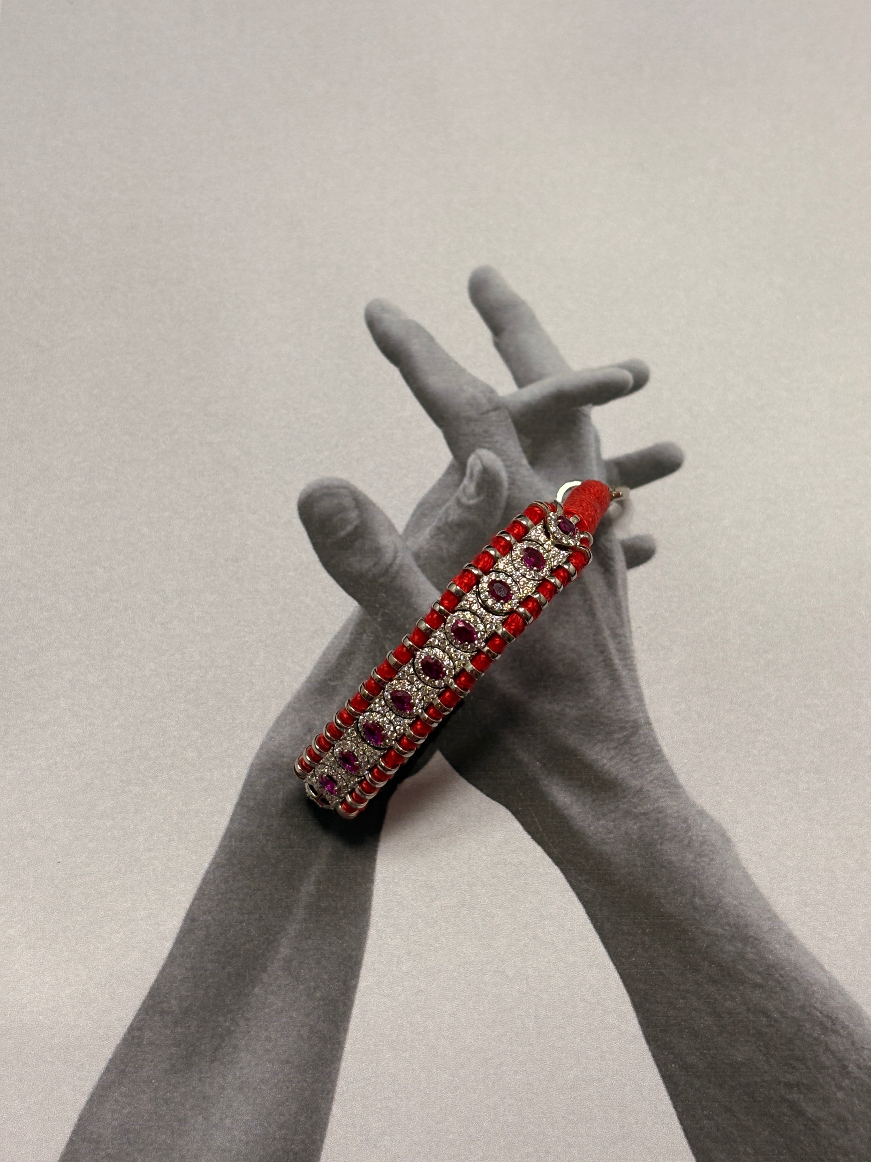 Silver Red Thread Bracelet