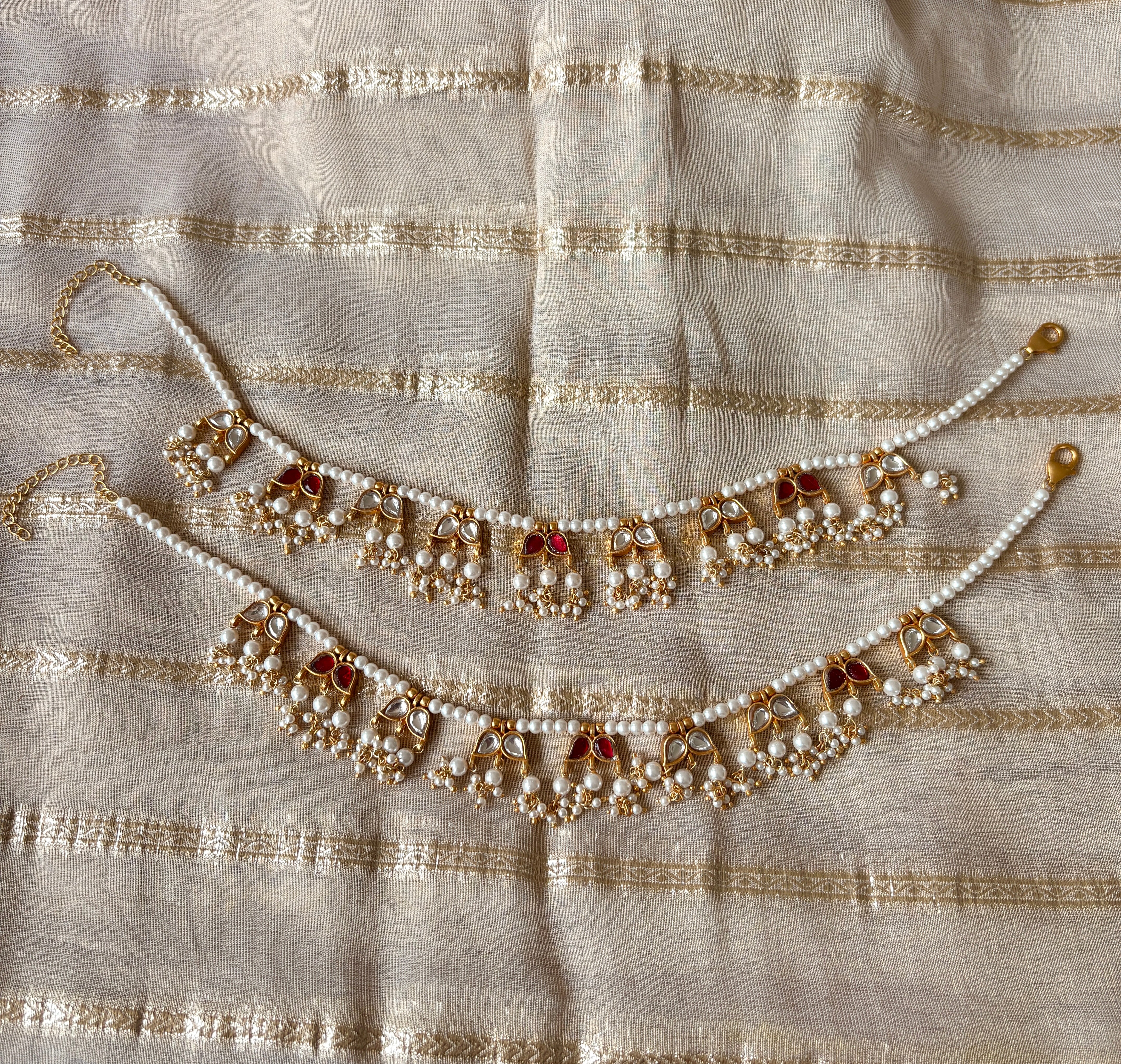 Silver Kundan Anklet