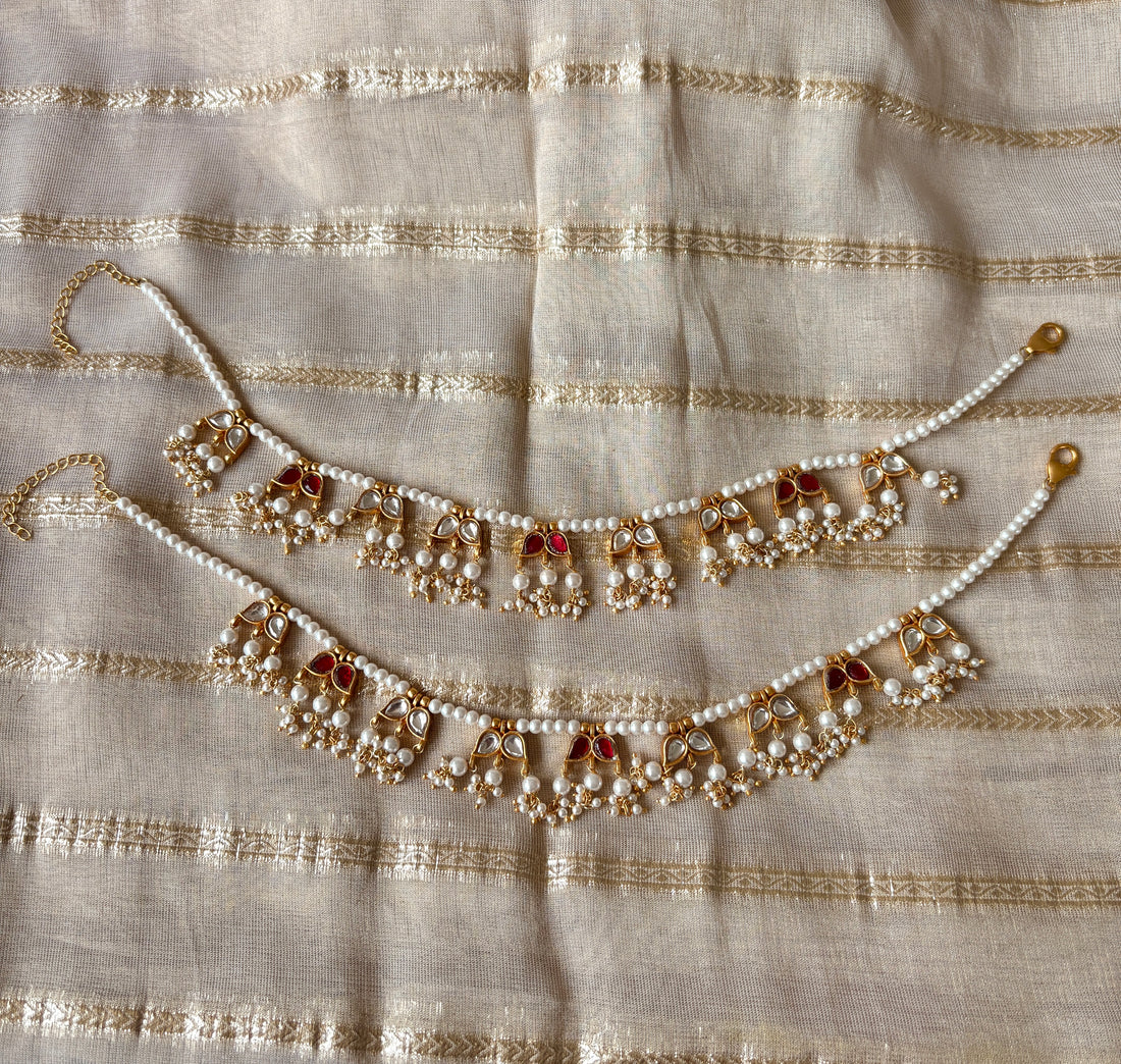 Silver Kundan Anklet