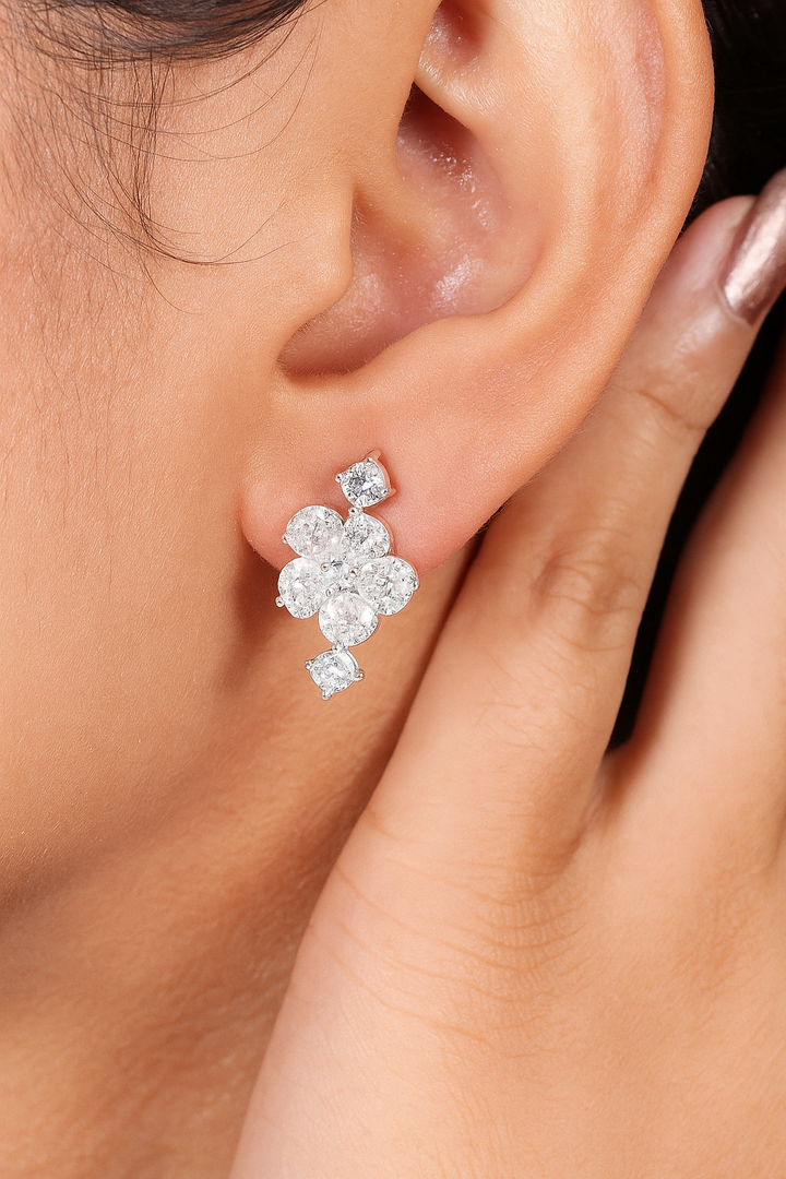 Silver Heart & bloom Earrings