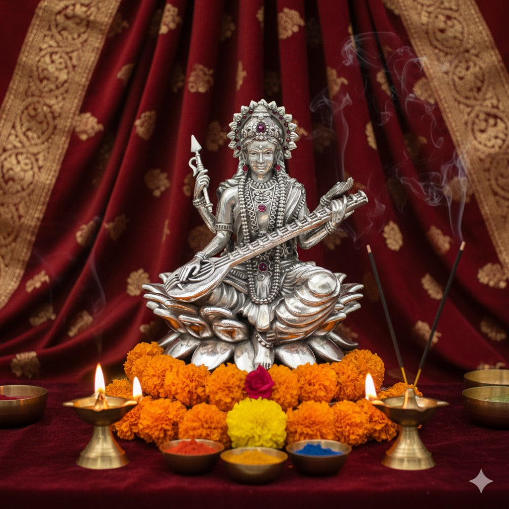 Silver Saraswatiji Murti