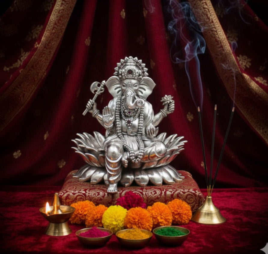 Silver Ganpati Bappa Murti