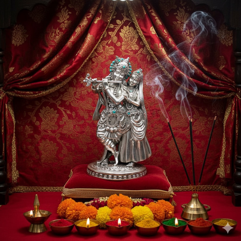 silver radha krishna