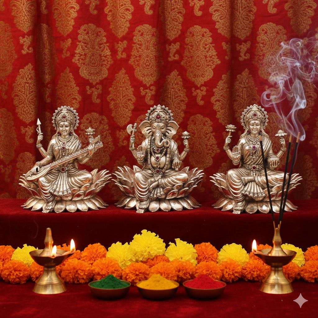 Silver Saraswatiji Murti