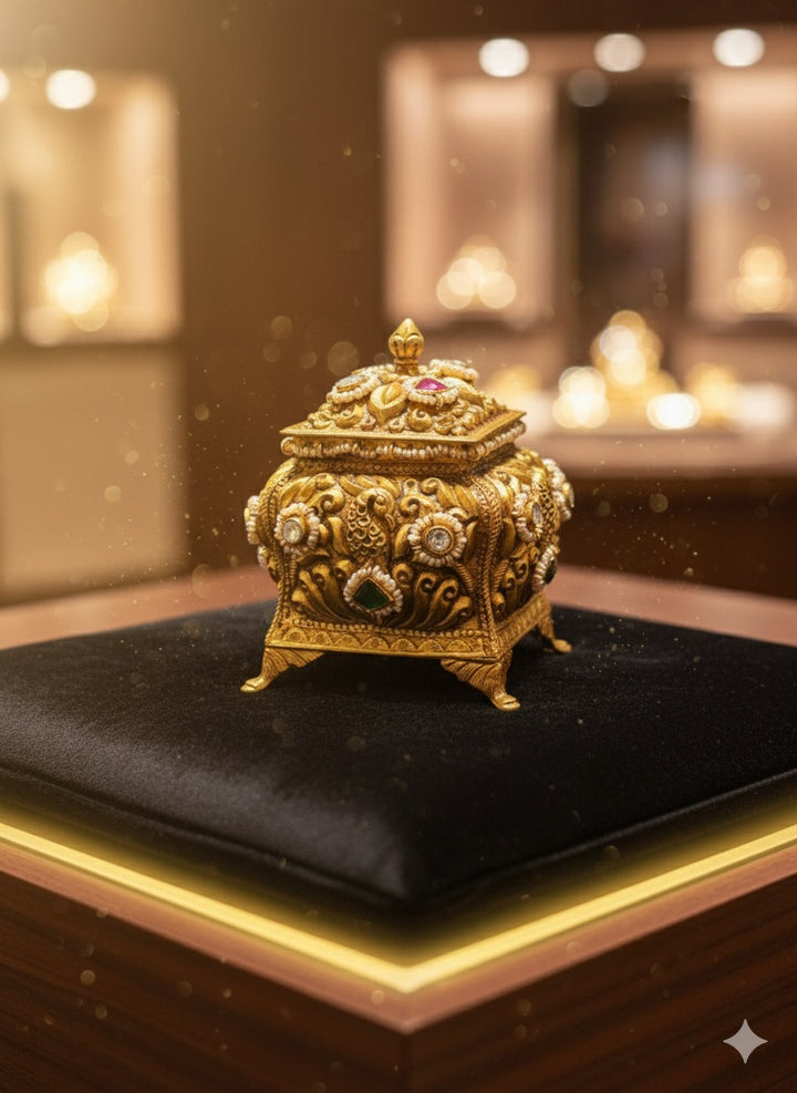 Vintage Silver Gold-Plated Box