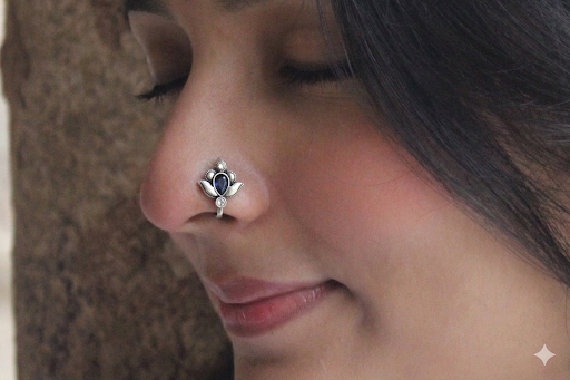 Silver Blue Stone Nosepin
