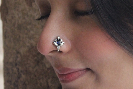 Silver Blue Stone Nosepin