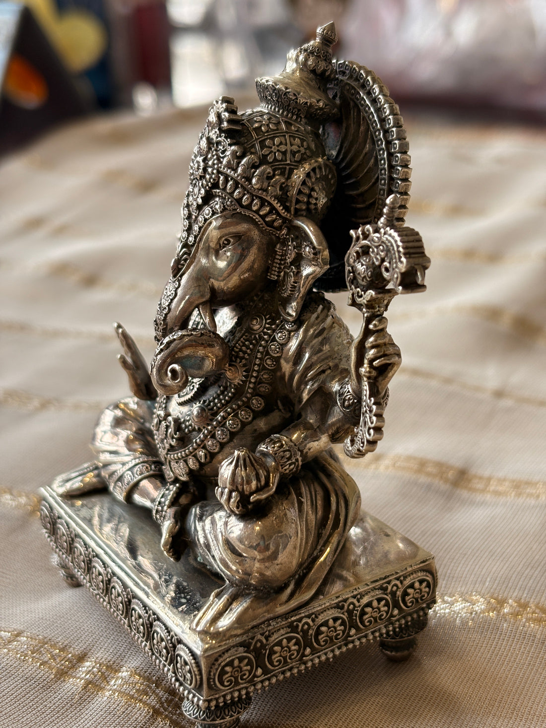 silver ganesh murti