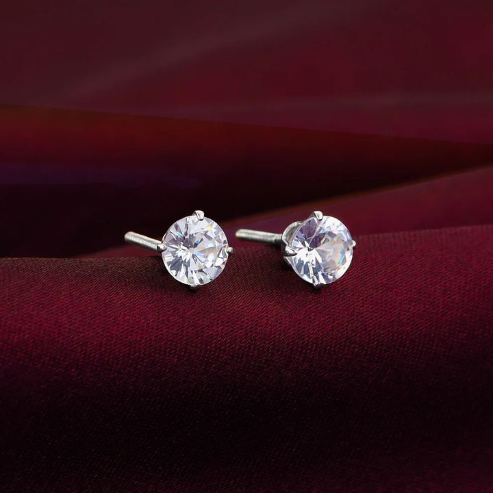 Silver White Stone Earrings