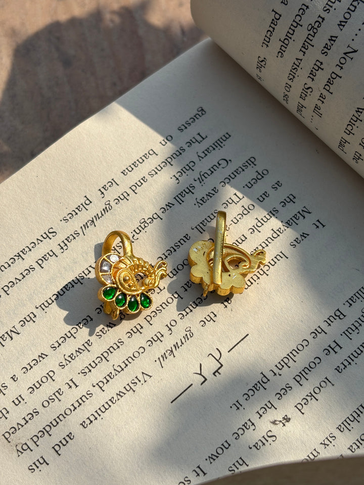 Peacock Gold Finish Ear-Cuff