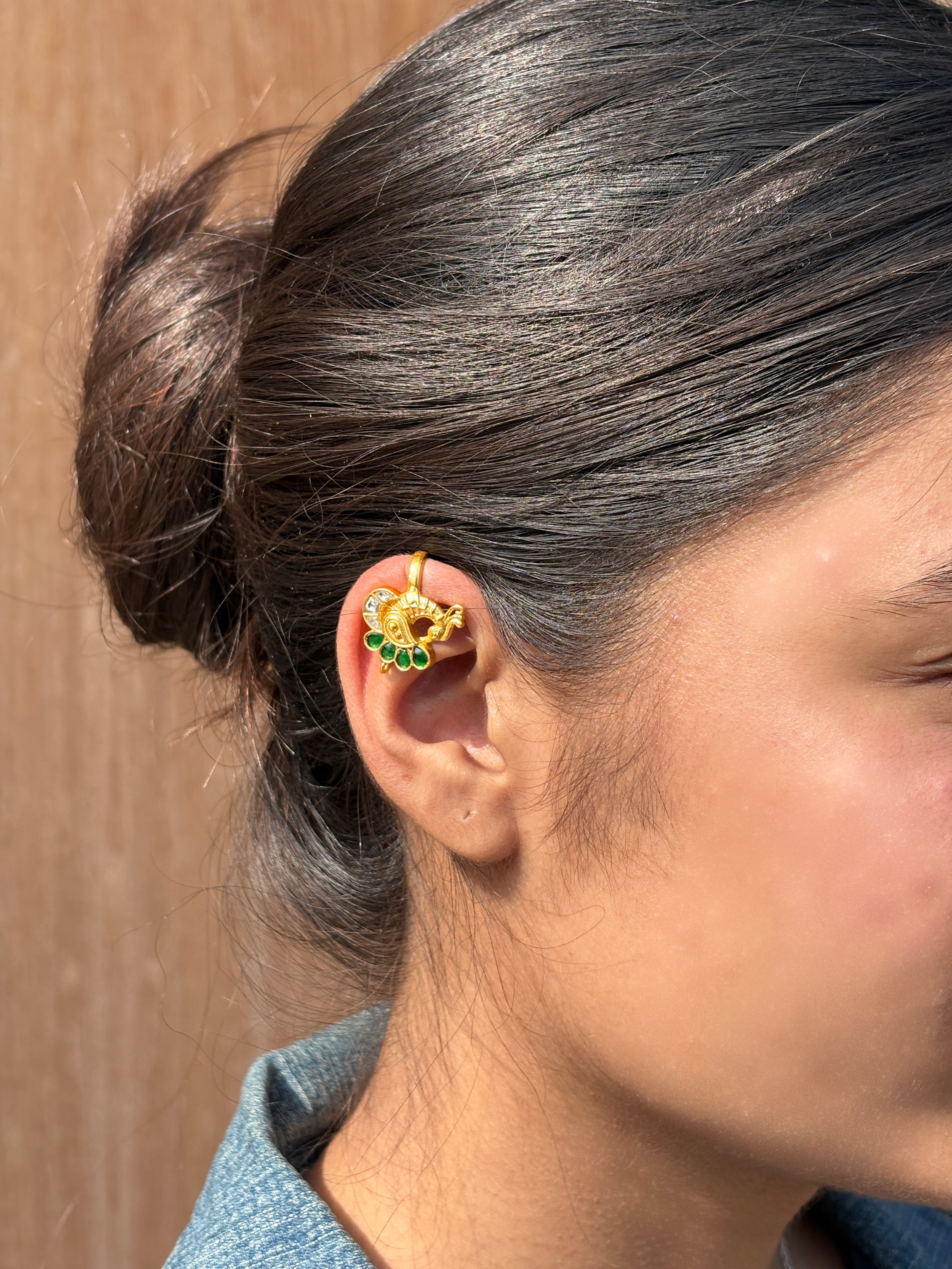 Peacock Gold Finish Ear-Cuff