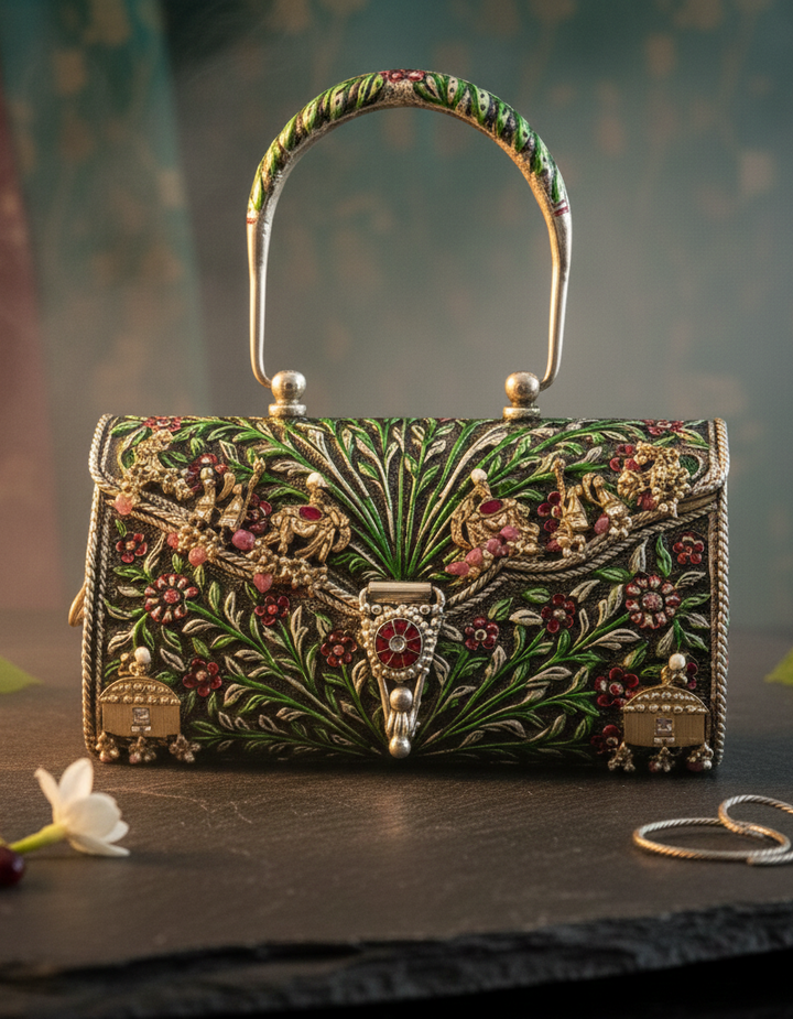 Silver Green Garden Purse