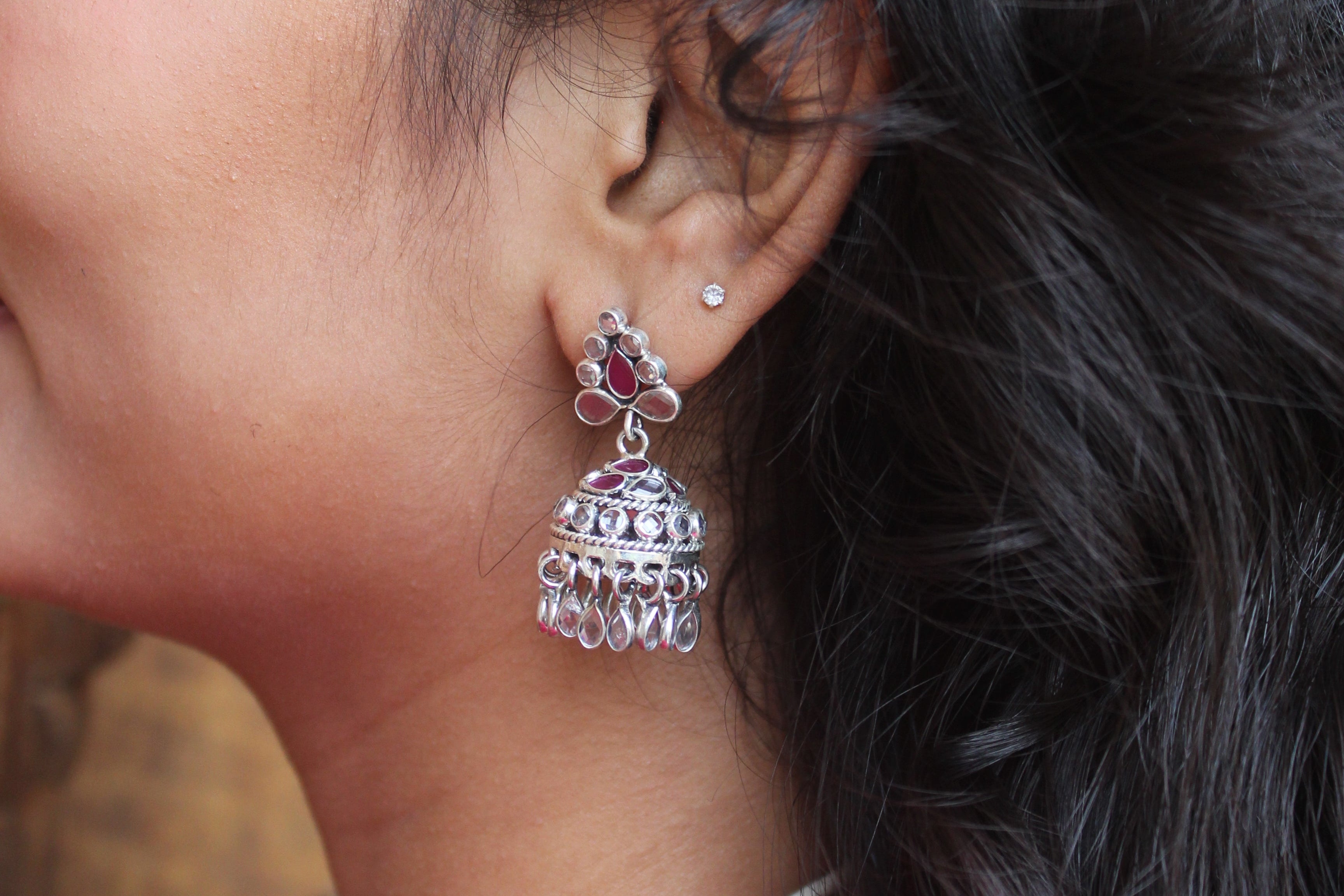 Silver Pink Pastel Earrings