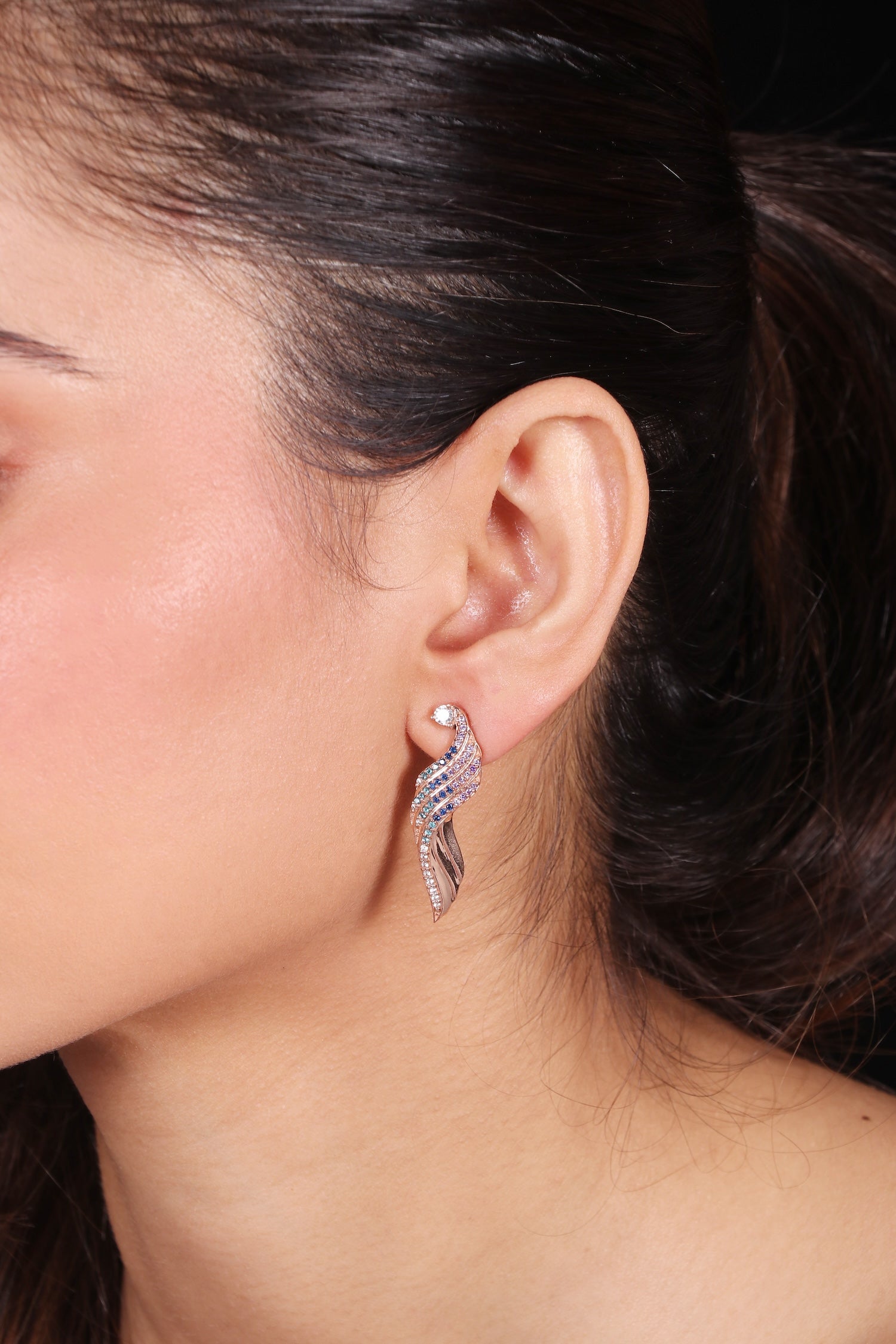 Silver Shining Wave Earrings