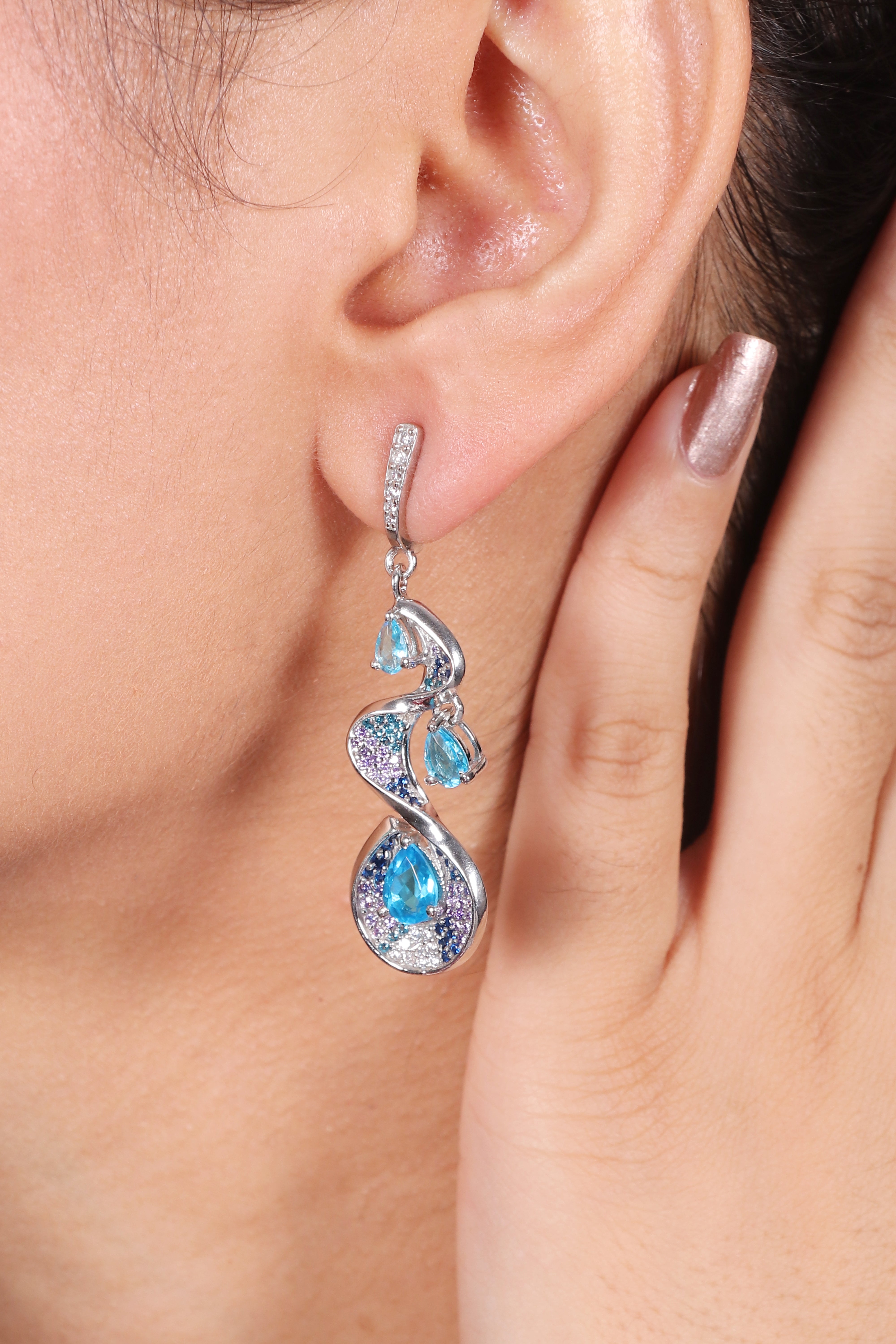 Silver Contemporary Drop Earrings