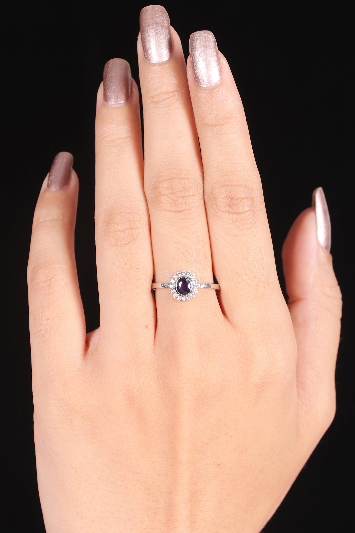 Silver Daily Wear Purple Ring