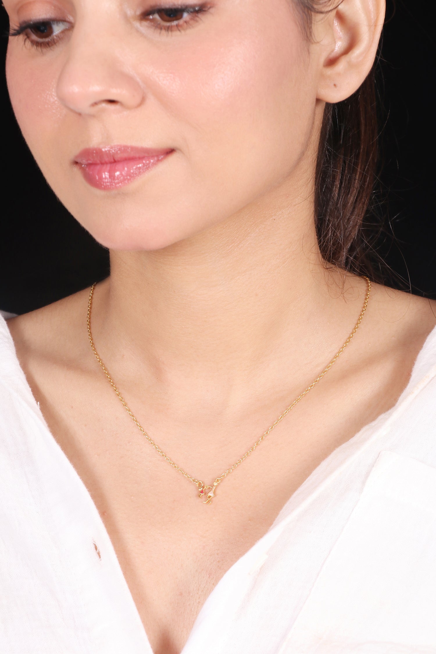 Gold Plated Mother Daughter Necklace