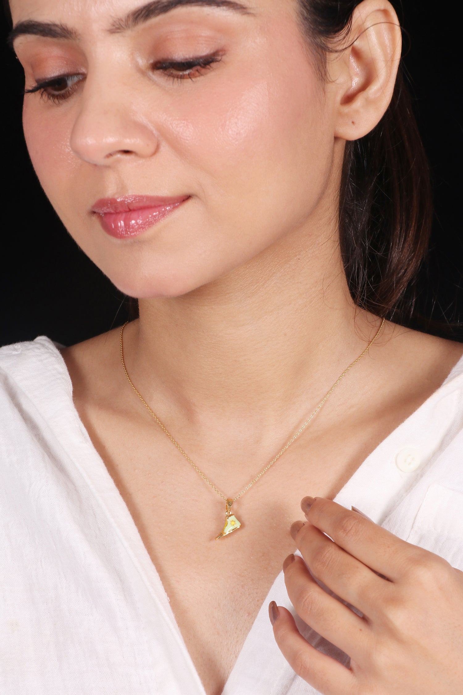 Gold Plated Green Shoe Pendant Without Chain