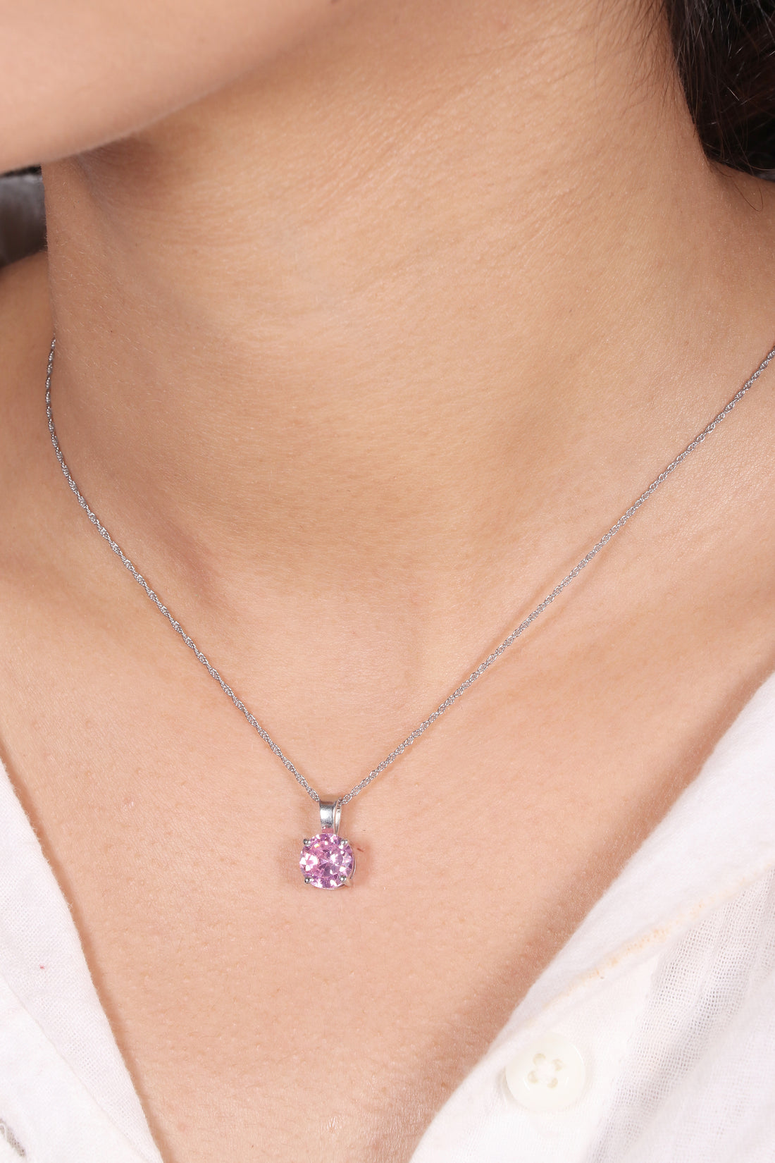 Silver Minimalist Pink Pendant