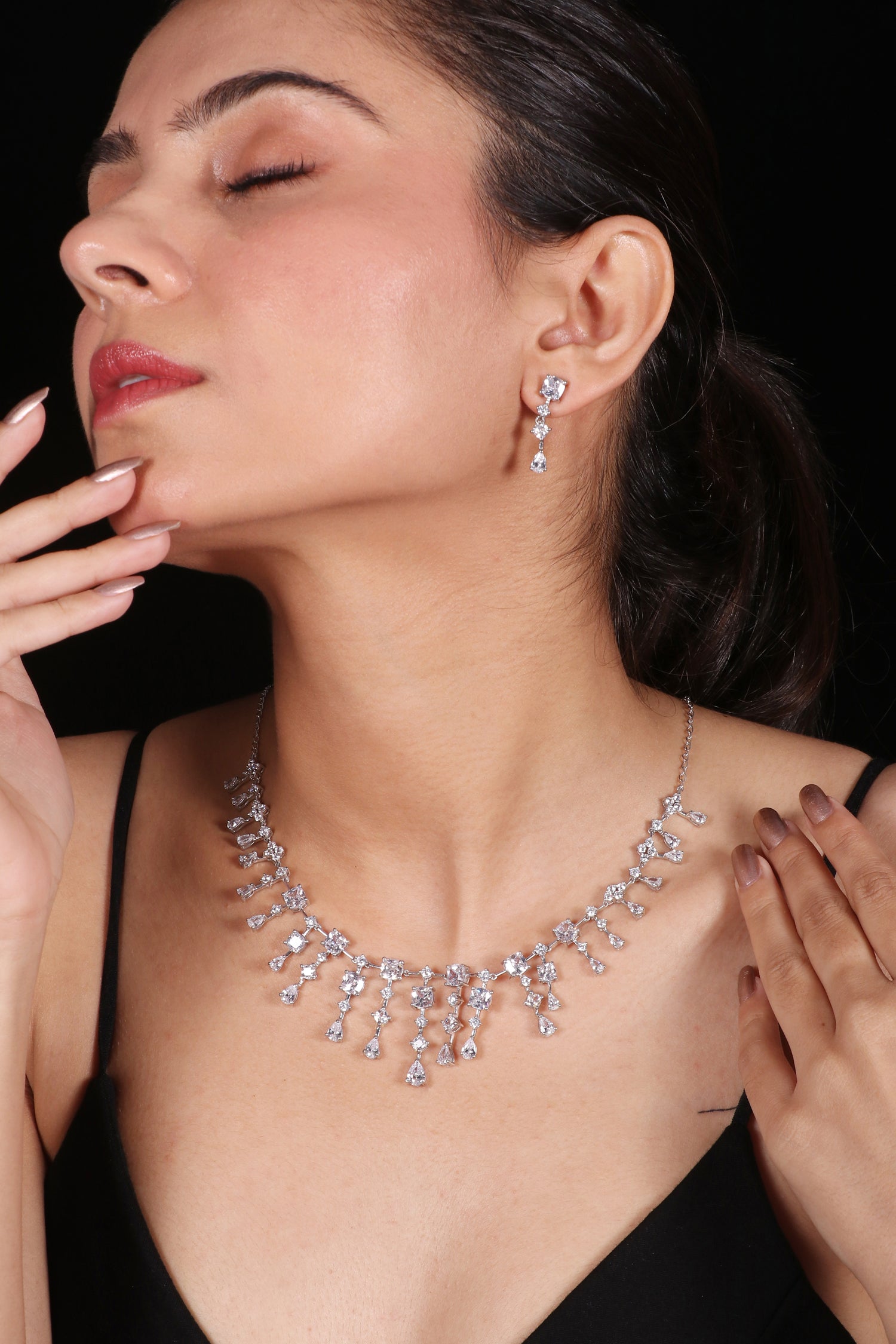 Silver Minimalist Designer Necklace Set