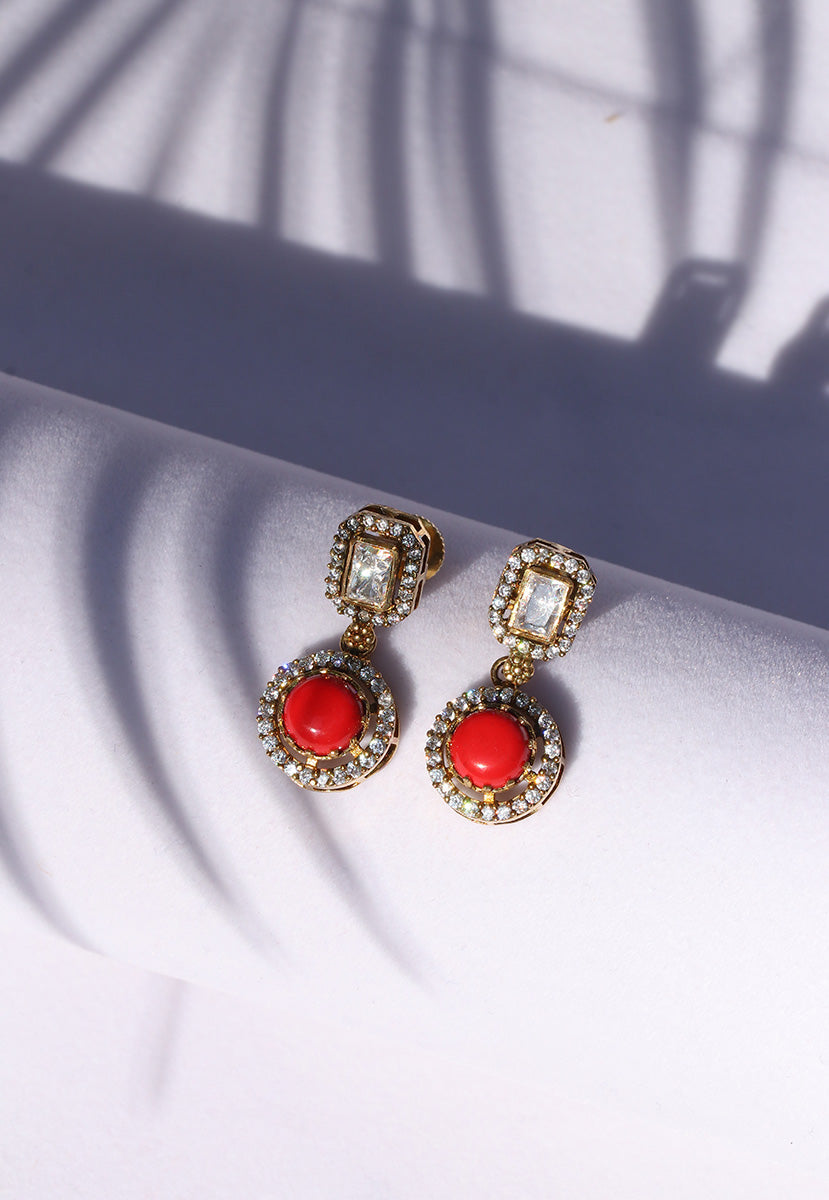 Orange Stone Earrings For Women