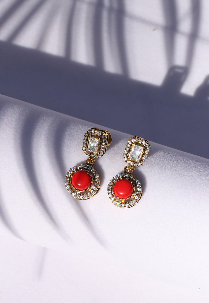 Orange Stone Earrings For Women