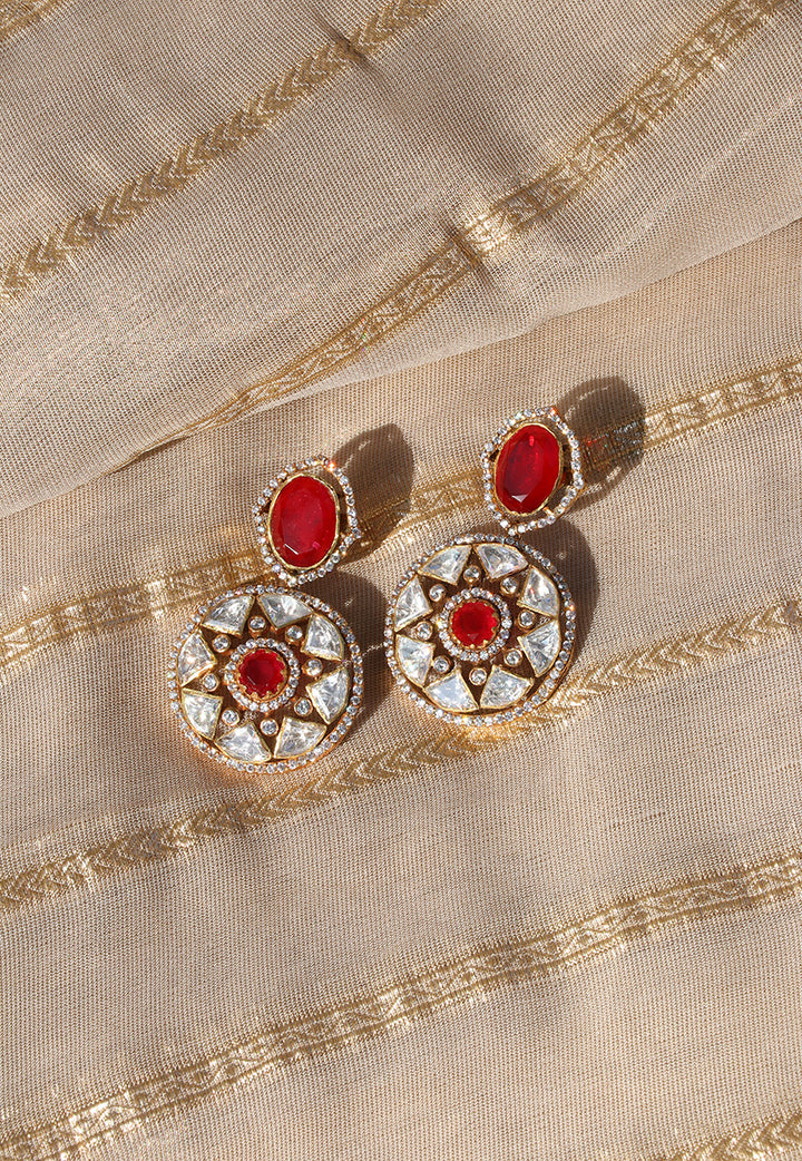 Red Polki Earrings For Women
