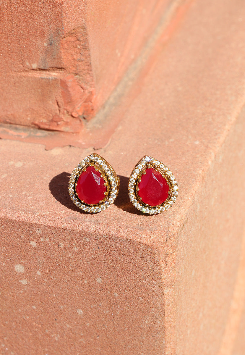 Red Stone Studs For Daily Wear