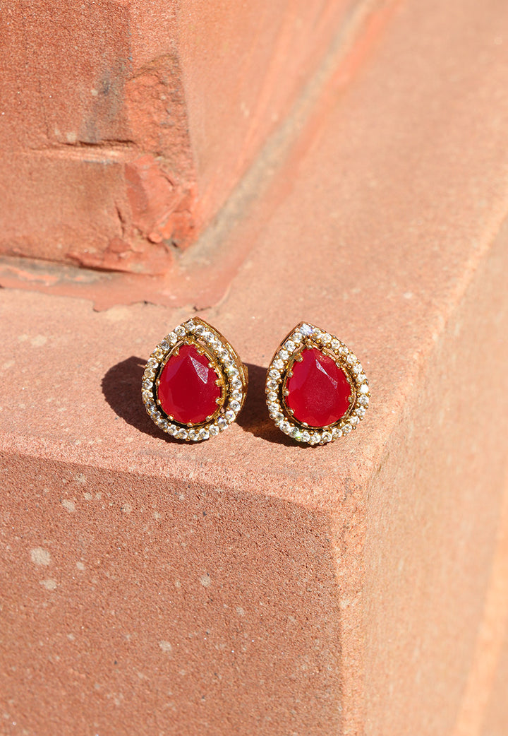 Red Stone Studs For Daily Wear