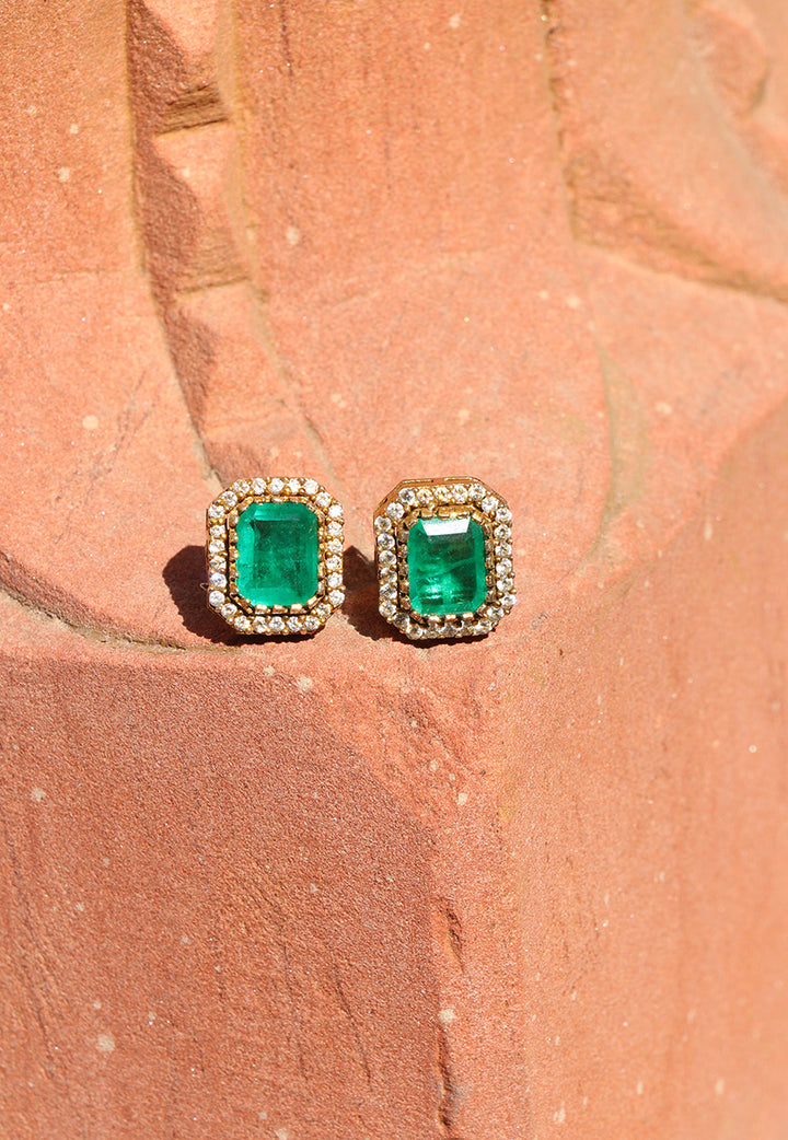 Emerald Stone Studs For Daily Wear 