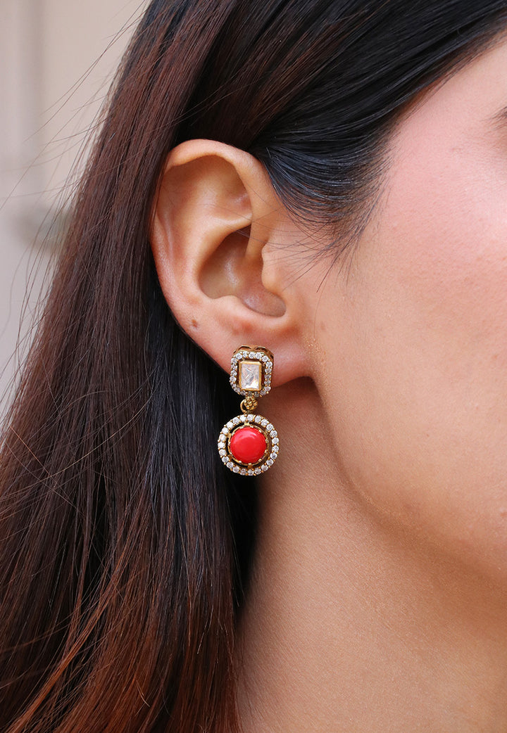 Orange Stone Earrings For Women