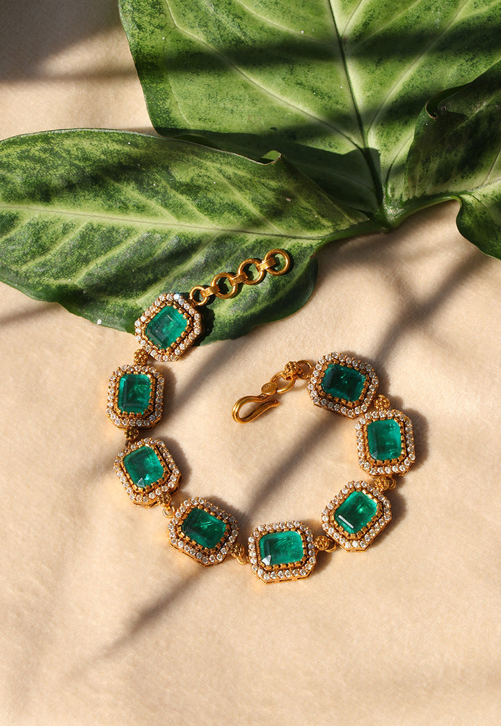 Emerald Stone Gold Finish Bracelet